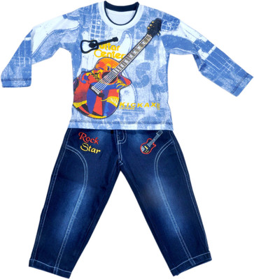 Hey Baby Boys Casual T-shirt Jeans(Blue