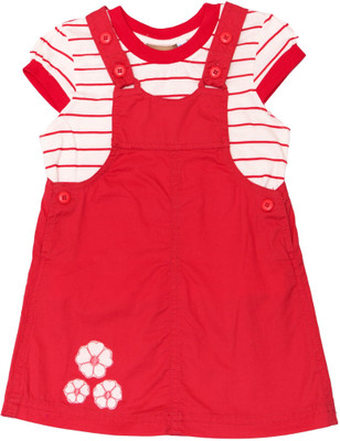 

Childkraft Girls Casual Dungaree T-shirt(Red, Coral