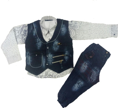 

Kid n Kids Boys Party(Festive) Shirt Jacket, Jeans(Multicolor, Multi