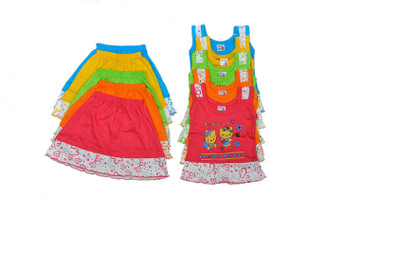 

Hafeela Girls Casual Top Skirt(Multicolor, Multicolour