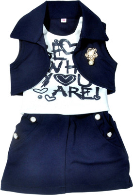 

Hey Baby Girls Party(Festive) Top Skirt(Black