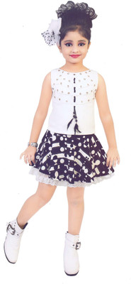 

Hey Baby Girls Party(Festive) Top Skirt(White