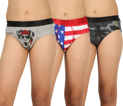 

RAA Brief For Boys(Multicolor Pack of 3, Camouflage;grey melange;red