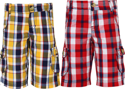 

Joven Capri For Boys Casual Checkered Cotton(Multicolor Pack of 2, Multi colour