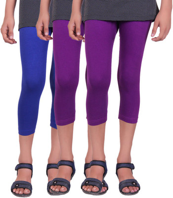 

Alisha Capri For Girls Casual Solid Cotton(Multicolor Pack of 3, Purple;royal blue