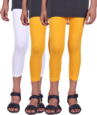 

Alisha Capri For Girls Casual Solid Cotton(Multicolor Pack of 3, White;yellow