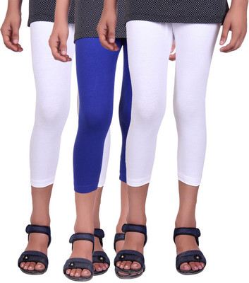 

Alisha Capri For Girls Casual Solid Cotton(Multicolor Pack of 3, Royal blue;white