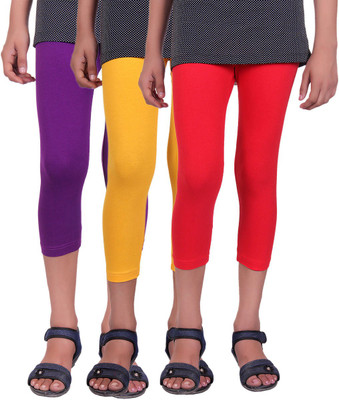 

Alisha Capri For Girls Casual Solid Cotton(Multicolor Pack of 3, Purple;red;yellow