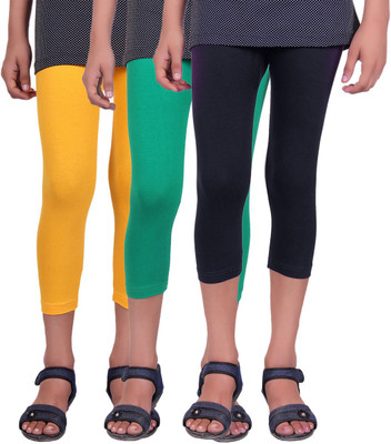 

Alisha Capri For Girls Casual Solid Cotton(Multicolor Pack of 3, Black;green;yellow