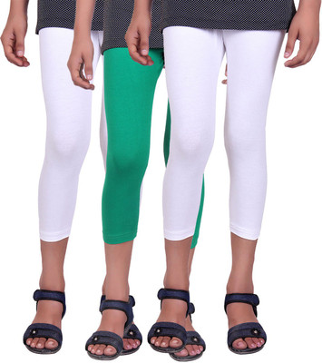 

Alisha Capri For Girls Casual Solid Cotton(Multicolor Pack of 3, Green;white