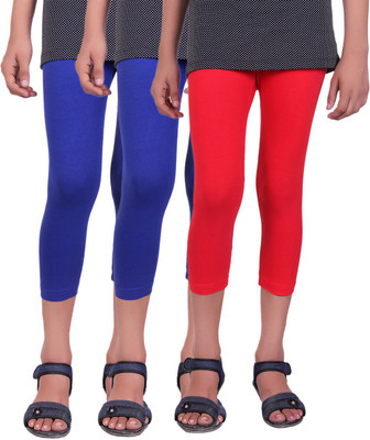 

Alisha Capri For Girls Casual Solid Cotton(Multicolor Pack of 3, Red;royal blue