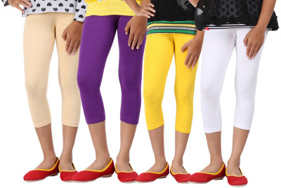 

Greenwich Capri For Girls Casual Solid Cotton(Multicolor Pack of 4, Beige;purple;white;yellow