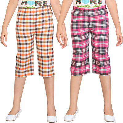 

Sini Mini Capri For Girls Casual Checkered Cotton(Multicolor Pack of 2