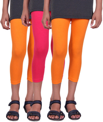 

Alisha Capri For Girls Casual Solid Cotton(Multicolor Pack of 3, Orange;rani