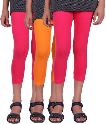 

Alisha Capri For Girls Casual Solid Cotton(Multicolor Pack of 3, Orange;rani