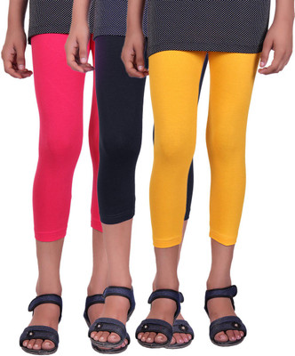 

Alisha Capri For Girls Casual Solid Cotton(Multicolor Pack of 3, Black;rani;yellow