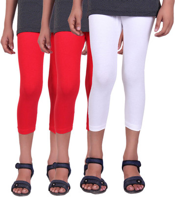 

Alisha Capri For Girls Casual Solid Cotton(Multicolor Pack of 3, Red;white