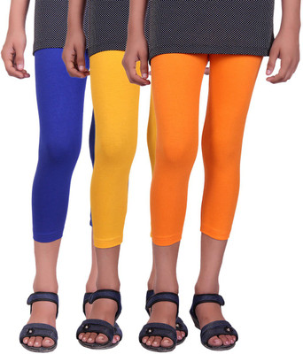 

Alisha Capri For Girls Casual Solid Cotton(Multicolor Pack of 3, Orange;royal blue;yellow