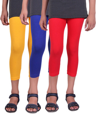 

Alisha Capri For Girls Casual Solid Cotton(Multicolor Pack of 3, Red;royal blue;yellow