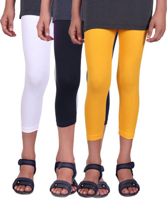 

Alisha Capri For Girls Casual Solid Cotton(Multicolor Pack of 3, Black;white;yellow