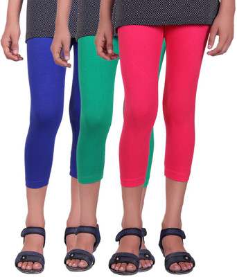 

Alisha Capri For Girls Casual Solid Cotton(Multicolor Pack of 3, Green;rani;royal blue