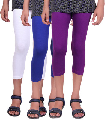 

Alisha Capri For Girls Casual Solid Cotton(Multicolor Pack of 3, Purple;royal blue;white