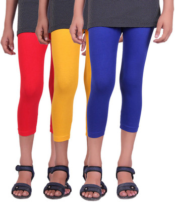 

Alisha Capri For Girls Casual Solid Cotton(Multicolor Pack of 3, Red;royal blue;yellow