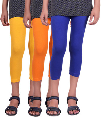 

Alisha Capri For Girls Casual Solid Cotton(Multicolor Pack of 3, Orange;royal blue;yellow