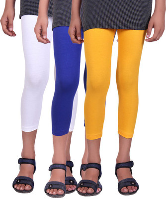

Alisha Capri For Girls Casual Solid Cotton(Multicolor Pack of 3, Royal blue;white;yellow