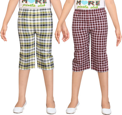 

Sini Mini Capri For Girls Casual Checkered Cotton(Multicolor Pack of 2