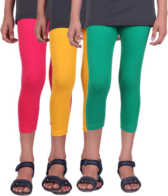 

Alisha Capri For Girls Casual Solid Cotton(Multicolor Pack of 3, Green;rani;yellow