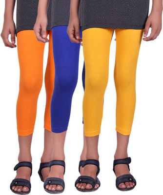 

Alisha Capri For Girls Casual Solid Cotton(Multicolor Pack of 3, Orange;royal blue;yellow