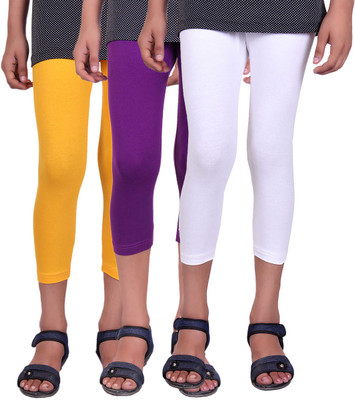 

Alisha Capri For Girls Casual Solid Cotton(Multicolor Pack of 3, Purple;white;yellow