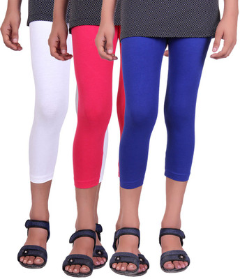 

Alisha Capri For Girls Casual Solid Cotton(Multicolor Pack of 3, Rani;royal blue;white