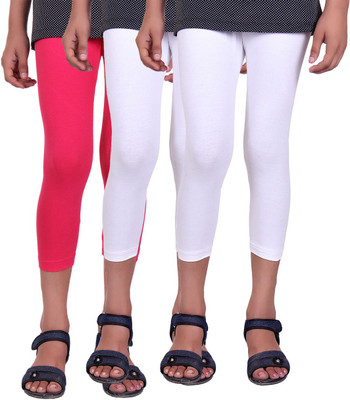

Alisha Capri For Girls Casual Solid Cotton(Multicolor Pack of 3, Rani;white