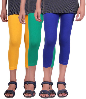

Alisha Capri For Girls Casual Solid Cotton(Multicolor Pack of 3, Green;royal blue;yellow