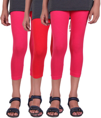 

Alisha Capri For Girls Casual Solid Cotton(Multicolor Pack of 3, Rani;red