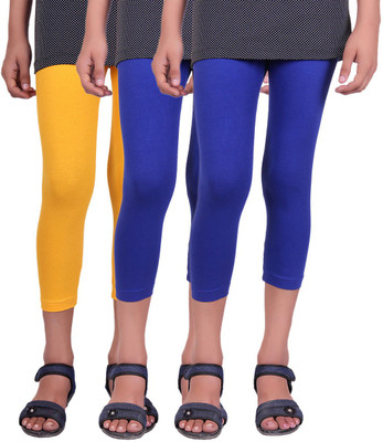 

Alisha Capri For Girls Casual Solid Cotton(Multicolor Pack of 3, Royal blue;yellow