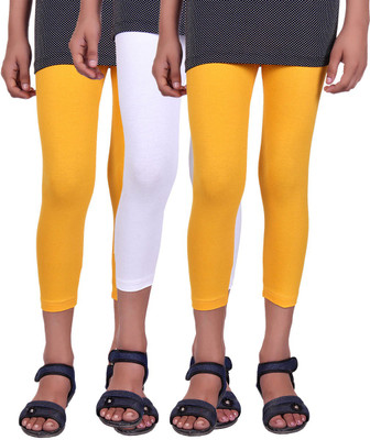 

Alisha Capri For Girls Casual Solid Cotton(Multicolor Pack of 3, White;yellow