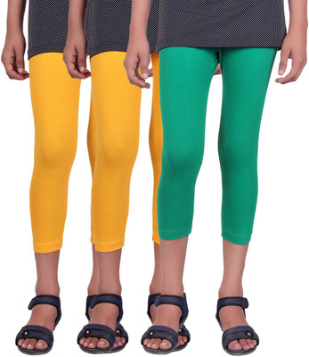 

Alisha Capri For Girls Casual Solid Cotton(Multicolor Pack of 3, Green;yellow