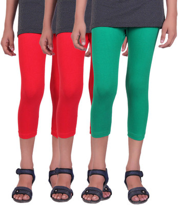 

Alisha Capri For Girls Casual Solid Cotton(Multicolor Pack of 3, Green;red