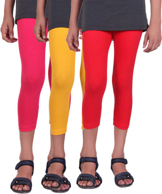 

Alisha Capri For Girls Casual Solid Cotton(Multicolor Pack of 3, Rani;red;yellow