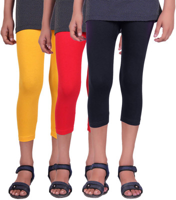 

Alisha Capri For Girls Casual Solid Cotton(Multicolor Pack of 3, Black;red;yellow