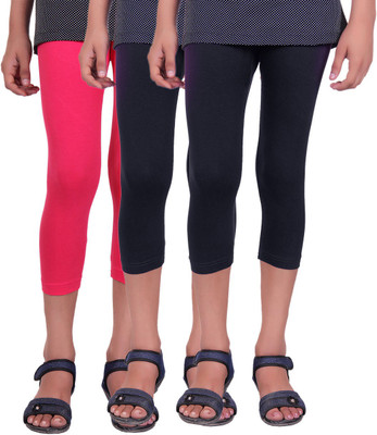 

Alisha Capri For Girls Casual Solid Cotton(Multicolor Pack of 3, Black;rani