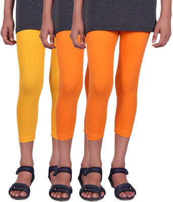 

Alisha Capri For Girls Casual Solid Cotton(Multicolor Pack of 3, Orange;yellow
