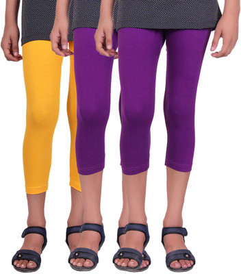 

Alisha Capri For Girls Casual Solid Cotton(Multicolor Pack of 3, Purple;yellow