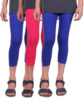 

Alisha Capri For Girls Casual Solid Cotton(Multicolor Pack of 3, Rani;royal blue