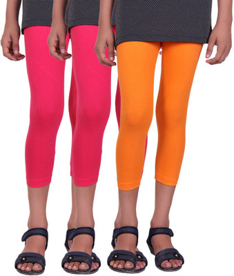

Alisha Capri For Girls Casual Solid Cotton(Multicolor Pack of 3, Orange;rani