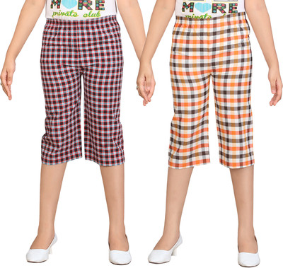 

Sini Mini Capri For Girls Casual Checkered Cotton(Multicolor Pack of 2