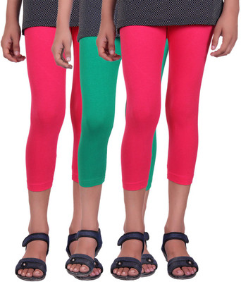 

Alisha Capri For Girls Casual Solid Cotton(Multicolor Pack of 3, Green;rani